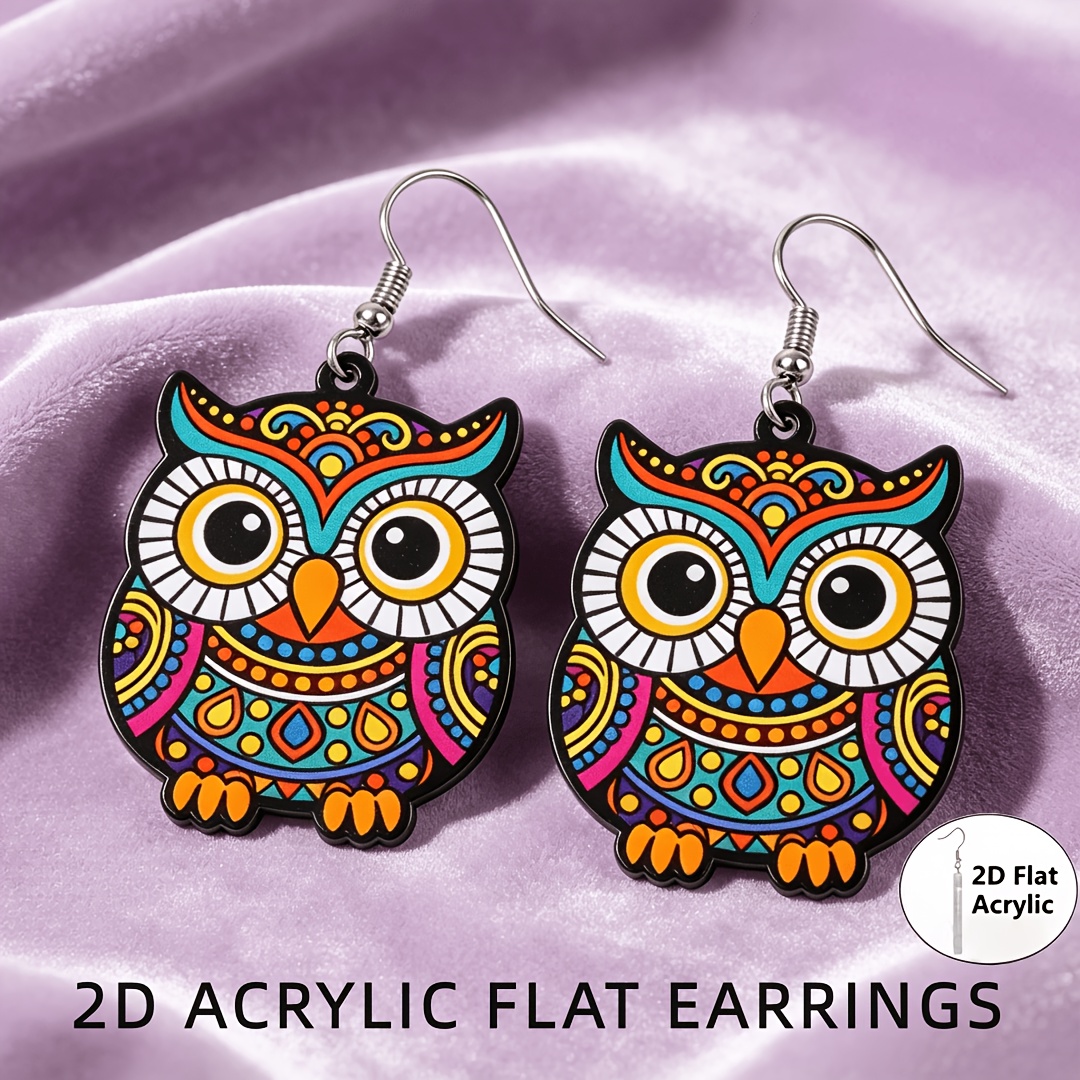 Women's Bohemian Folk Art Acrylic Dangle Earrings, Gift